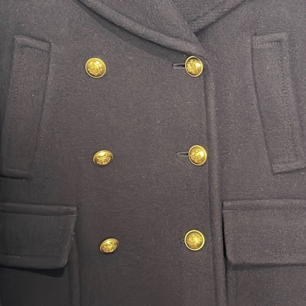 J.Crew Majesty Wool Navy Peacoat Double Breasted Gold Button Women’s Size 6 EUC - Picture 3 of 4